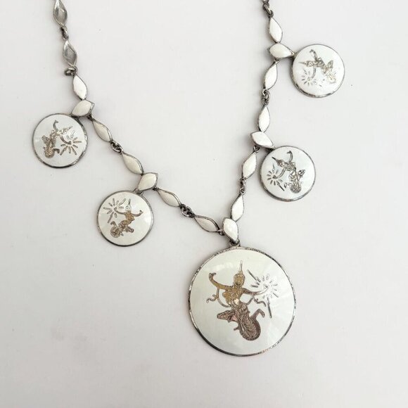 Jewelry - Rare Siam Sterling Silver White Multi-Figure Thai Made 30's 925 Vintage Necklace